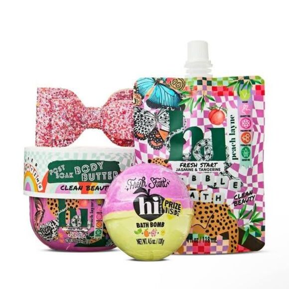 NEW Hi Peach Layne 4PC Fresh Start Jasmine and Tangerine Bath & Body Gift Set - Picture 3 of 6